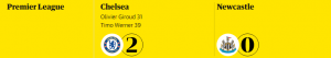 skor akhir liga inggris chelsea vs newcastle